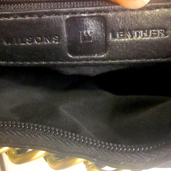 WILSON’S LEATHER black small shoulder bag. Gold chain link in front. Super cute. - Picture 4 of 9